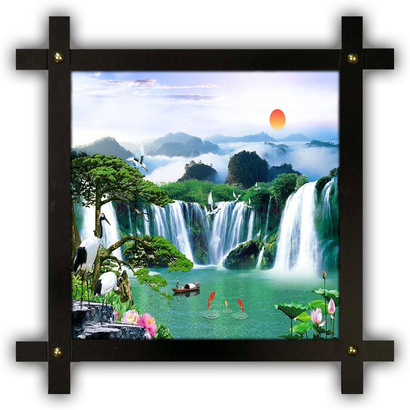 Poster N Frames Cross Wooden Frame Hand-Crafted with photo of Natural Landscape Scenery 19028 Digital Reprint 16.5 inch x 16.5 inch Painting  (With Frame)