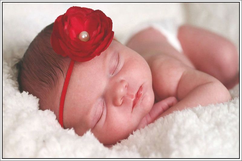 New born baby with rose hair band Fine Art Paper Wall Poster Print on Art Paper 13x19 Inches Paper Print  (19 inch X 13 inch, Rolled)