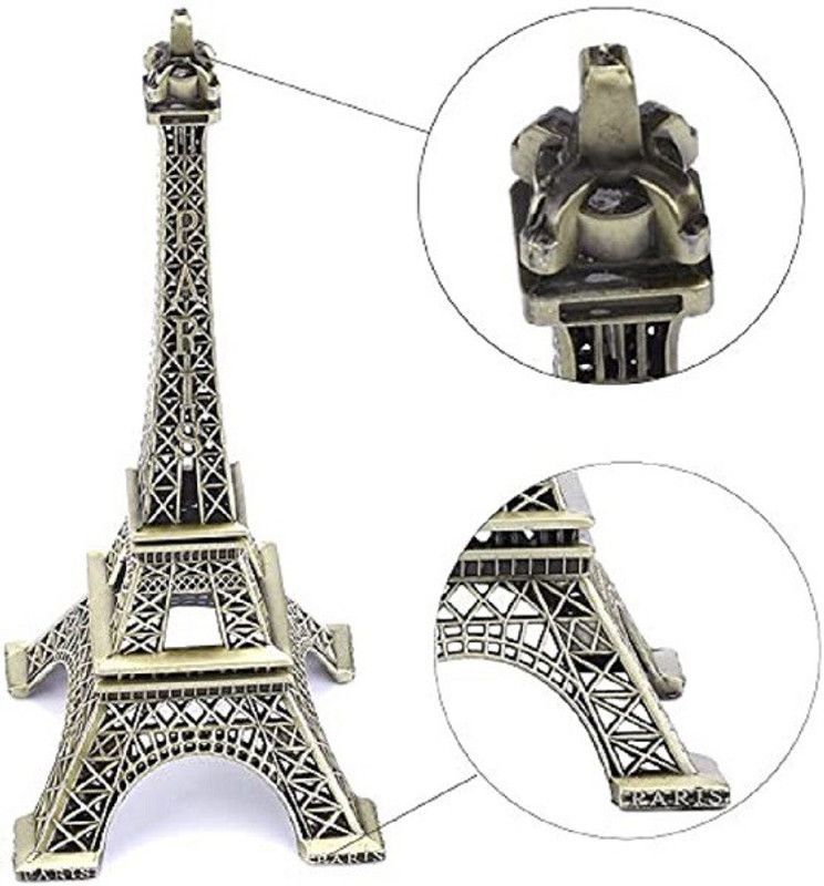 NHL Eiffel tower statue for home and table decor Decorative Showpiece - 10 cm  (Iron, Gold)