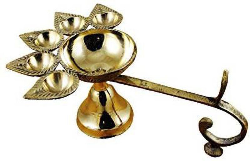 Fellix Panch Deepak Aarti Oil Lamp for Pooja Mandir Brass Table Diya  (Height: 5 inch)