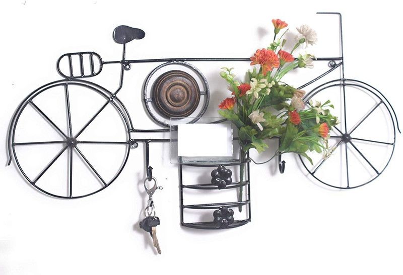 ANB Enterprises Iron & Wooden wall key stand Cycle For :- living room and bedroom & office Iron Wall Shelf  (Number of Shelves - 1, Black)