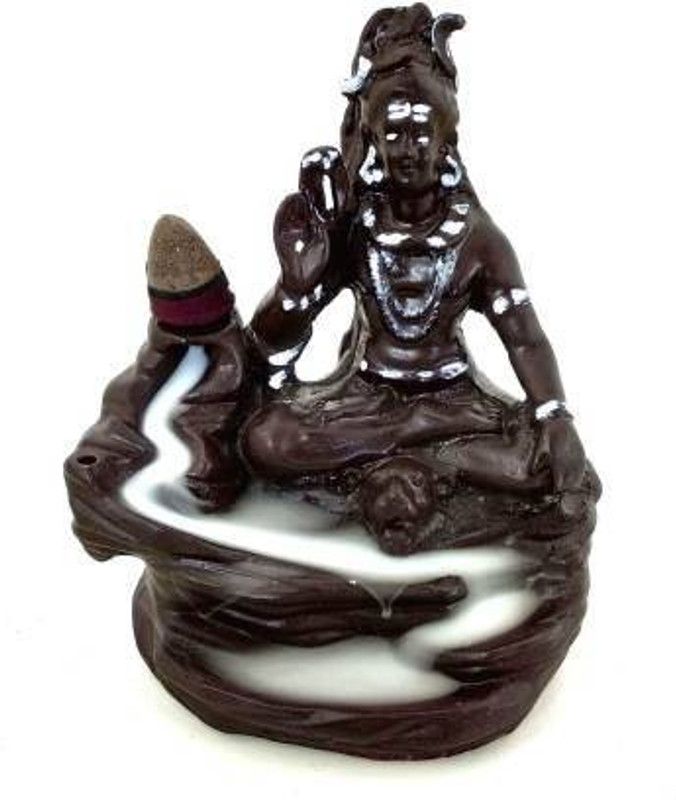 Digital Comm Lord Shiva Dhyana Mudra Idol Fountain with 10 Smoke Backflow Cones Statue, Matte Black, for Worship. Decorative Showpiece Polyresin Incense Holder (Black) Decorative Showpiece - 11 cm  (Polyresin, Black)