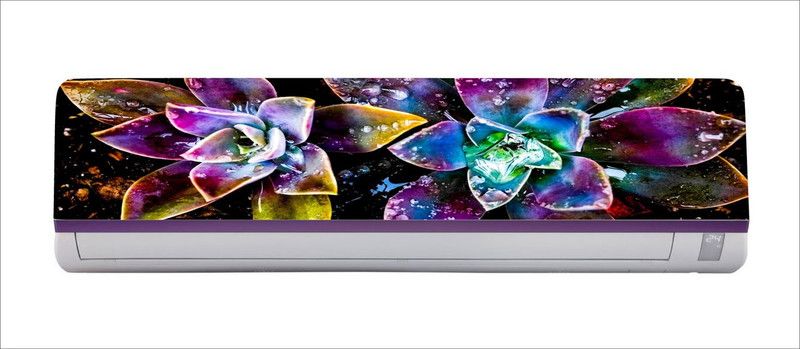 Psychedelic Collection 12 cm beautiful multicolor flowers with water dropes ac sticker Self Adhesive Sticker  (Pack of 1)