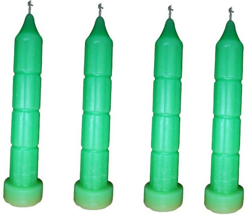 SH DECOR Scented pillar candle Candle  (Green, Pack of 4)