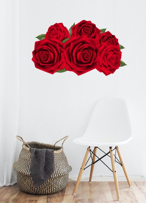 Madhuban Decor 14 cm Madhuban Decor Red Rose Wall Sticker (Multicolor, Vinyl, Size :- 14 In X 24 In) Self Adhesive Sticker  (Pack of 1)