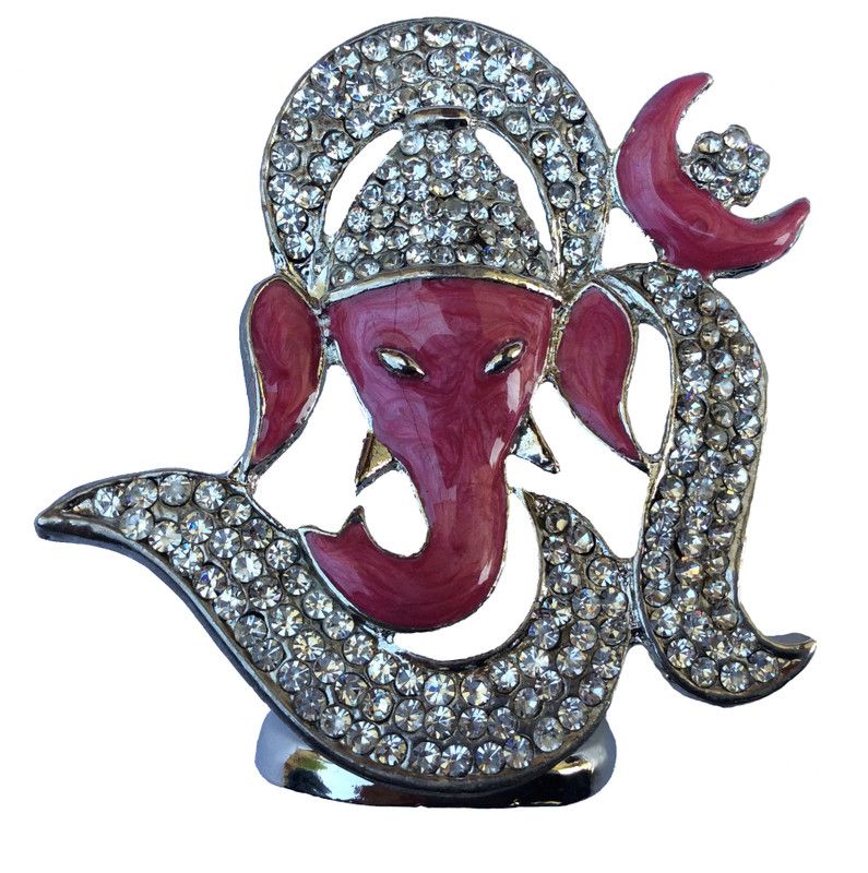 FURE Om Ganesha Idol Decorative Showpiece - 6 cm  (Clay, Pink)