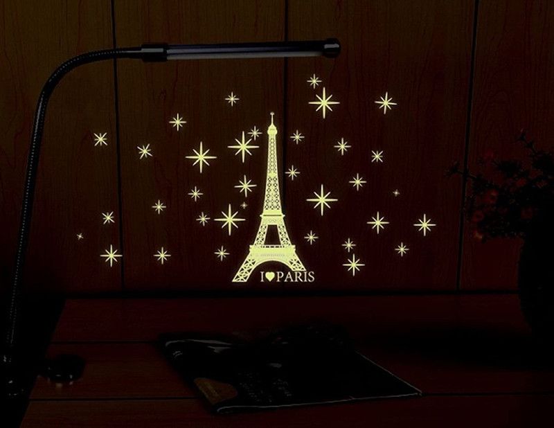 Indian Royals 32 cm Luminous Eiffel Tower Glow in The Dark Wall Sticker( 32 CM x 24 CM ) Self Adhesive Sticker  (Pack of 1)