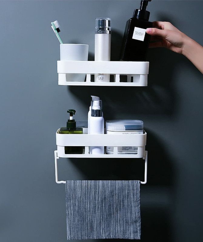 HXOSET Plastic Wall Shelf  (Number of Shelves - 4, White)
