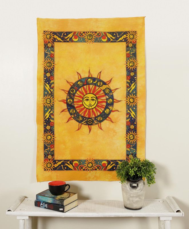 Ravaiyaa - Attitude Is Everything Sun Astrology Printed Tapestry Art Decor Tapestry  (Yellow, Black)