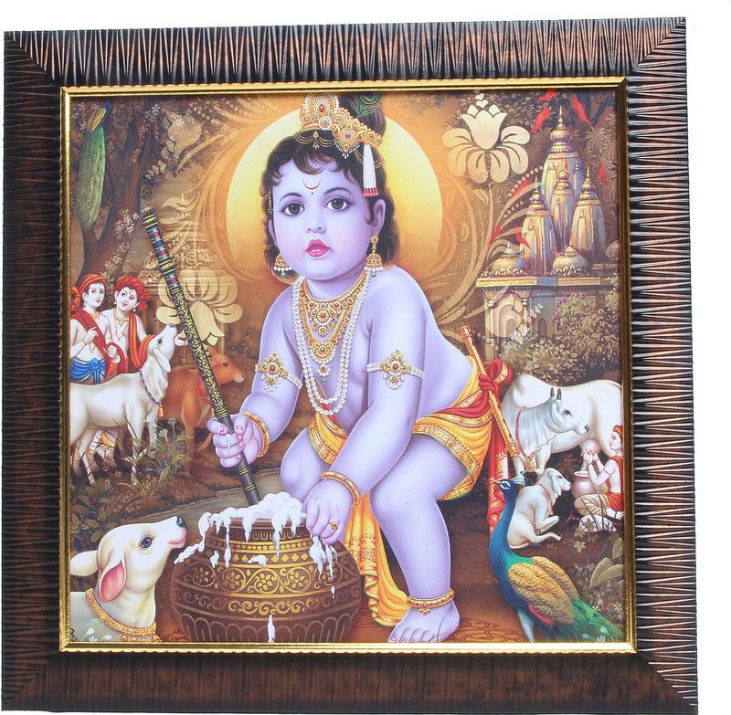 Prestige RADHA KRISHNA (1889) Digital Reprint 12 inch x 12 inch Painting Ink 12 inch x 12 inch Painting  (With Frame)
