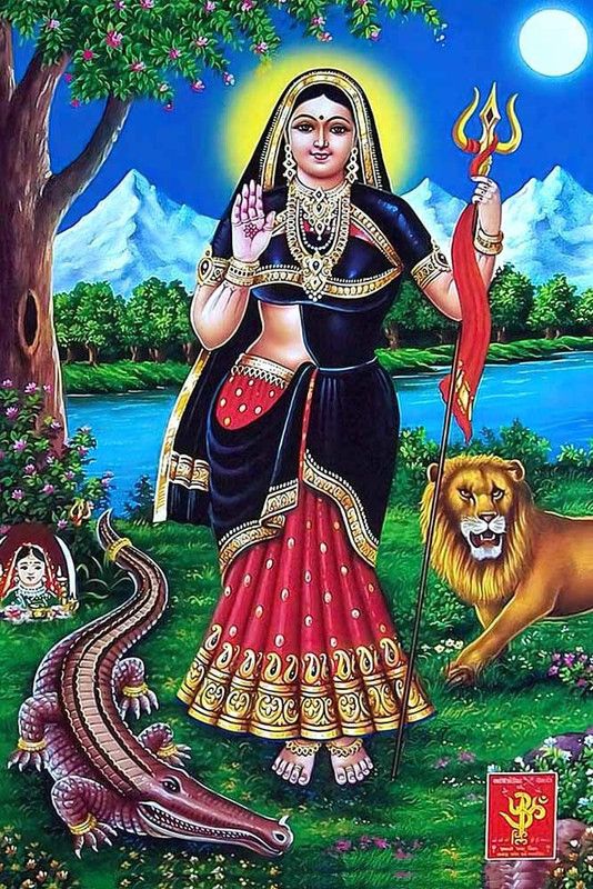 Goddess Khodiyar Maa Religious Waterproof Vinyl Sticker Poster || (12 inc X 18 inch) btcan2926-1 Fine Art Print  (18 inch X 12 inch)