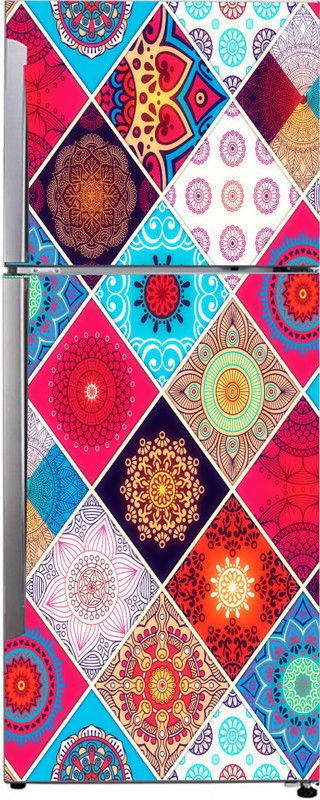 Advait Designs 60 cm Advait Designs Decorative abstract multicolor mandala art wallpaper sticker for fridge décor Self Adhesive Sticker  (Pack of 1)
