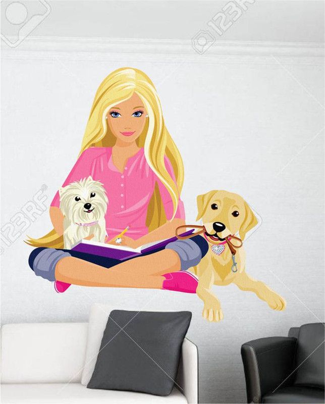 balkrishna wall stickers 60 cm barbie doll wall sticker Size-44x45 cm267 Self Adhesive Sticker  (Pack of 1)