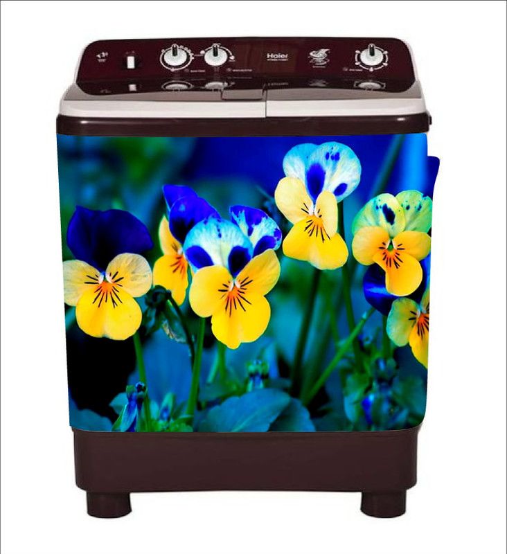 Khatwal Enterprises 60 cm decorative multicolour flowers washingmachine sticker Self Adhesive Sticker  (Pack of 1)