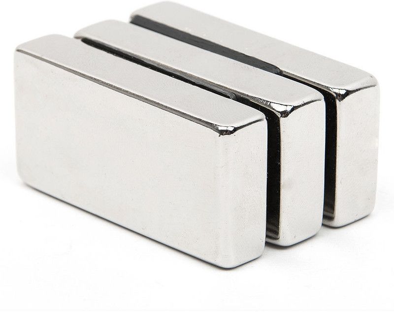 ART IFACT 3 Pieces of 50mm X 25mm X 12.5mm Neodymium Magnets - N52 Block Magnets - Rare Earth NdfeB Magnets - For DIY, School Project or Commercial Usage Fridge Magnet, Multipurpose Office Magnets, Magnetic Paper Holder Pack of 3  (Silver)
