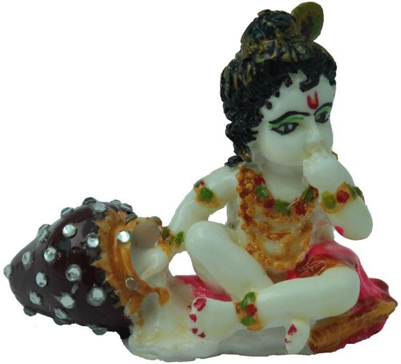 Crafticia Crafticia Marble Sitting Lord Baby Krishna or Laddu Gopal Idol Handmade Statue Gift Item Decorative Showpiece - 6 cm  (Marble, Multicolor)