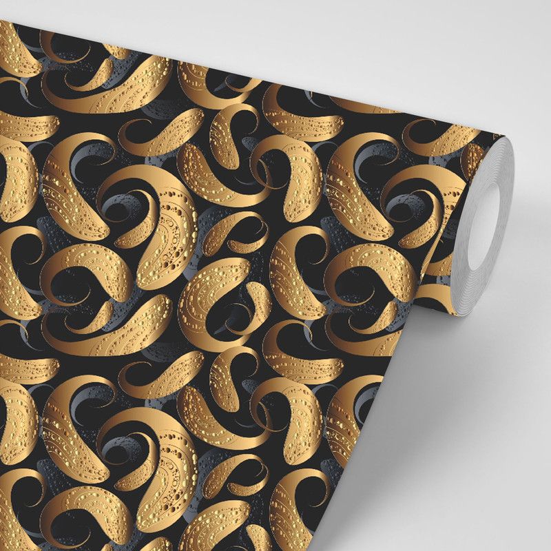 infinity interiors Decorative Gold, Black Wallpaper  (325 cm x 40 cm)