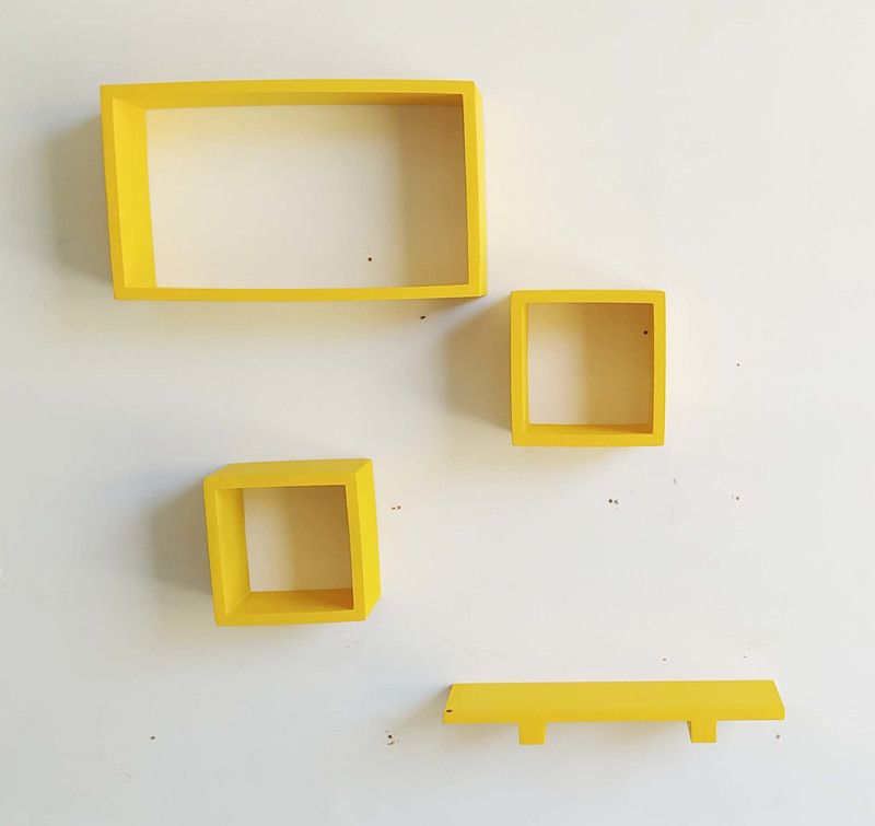 ItsTrendingWood Beautiful Wall Mount Floating Wall Shelf/Shelves Set of 4 Piece Wooden Wall Shelf  (Number of Shelves - 4, Yellow)