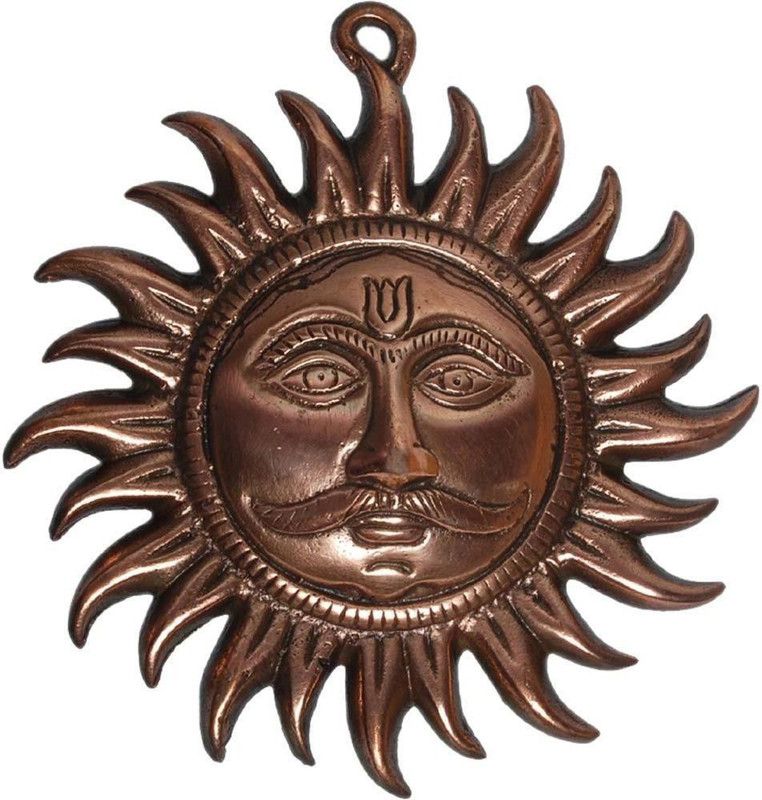 HD Crafts Surya Dev Wall Hanging Decorative Showpiece - 18 cm  (Copper, Brown)