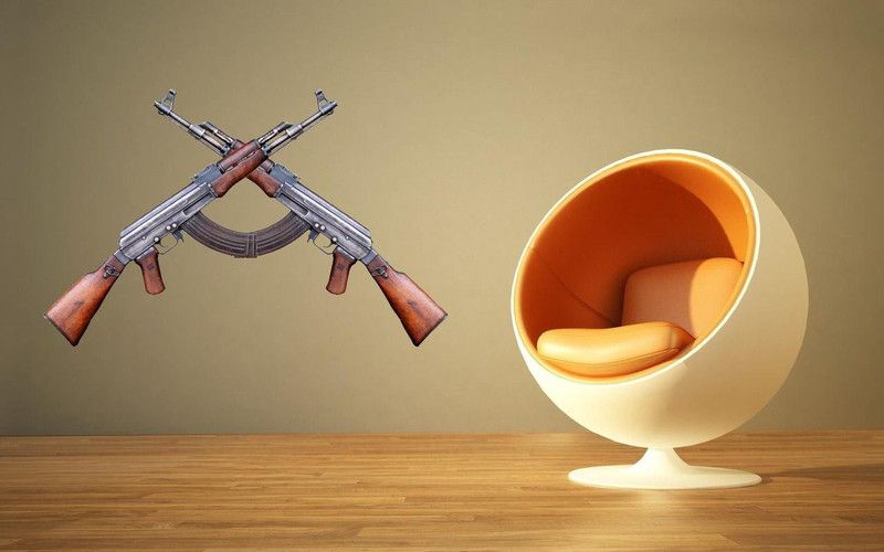 MADHUBAN DECOR 60 cm AK-47 Gun Wall Sticker For Wall Decoration Self Adhesive Sticker  (Pack of 1)