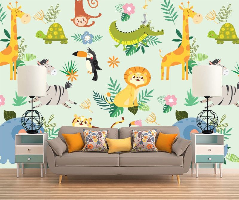 Decorative Production Animals Multicolor Wallpaper  (325 cm x 40 cm)