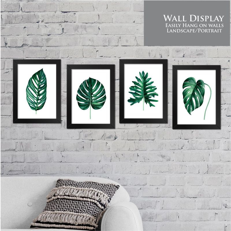 Motivational/Funny Quote Inspirational Plant Leaves poster Photo Frame for Wall, Home Office, Gym Study Room livingroom Bedroom Decoration Without Glass, Set of 4 Style 23 Photographic Paper  (12.75 inch X 9.25 inch, framed)