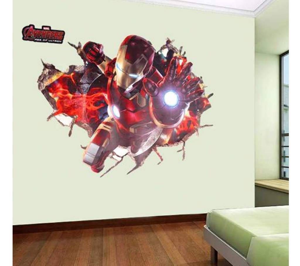 3d effect iron man hero wall sticker