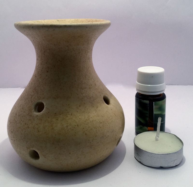 Lyallpur Stores Funnel Shape Diffuser : Brown Color : Pack of 1 Dffuser , 1 Tealight and 1 Fragrance oil FREE Diffuser Set  (3 x 3.33 ml)
