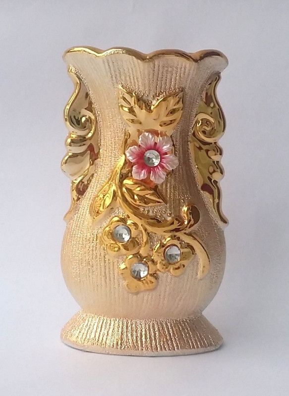 mushti Vase Showpieces and Good Luck Charms for Home and Gifting Melamine Vase  (6 inch, Gold)