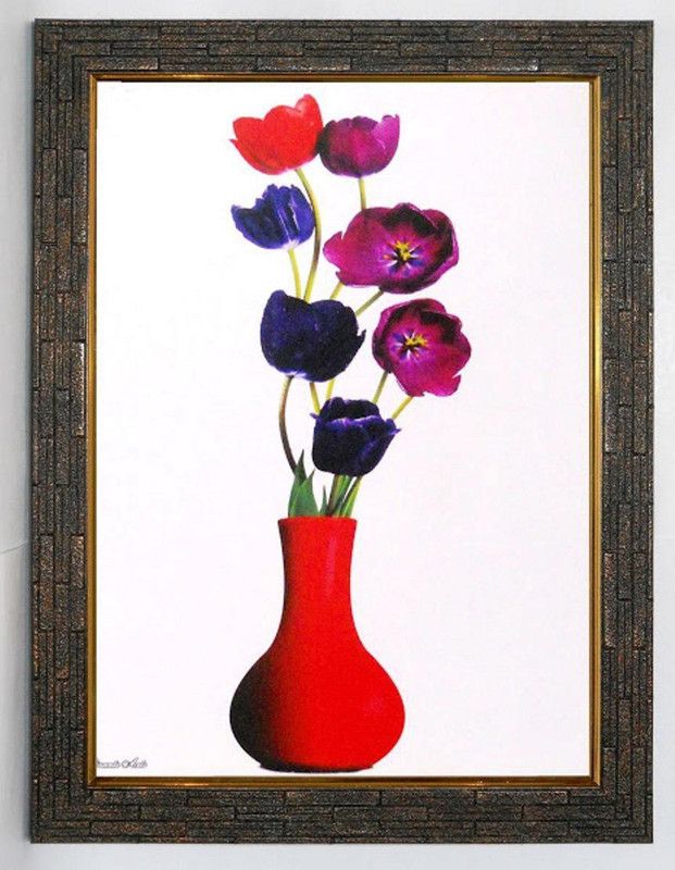 Kalka Art Gallery FLOWER OIL Digital Reprint 12 inch x 9 inch Painting  (With Frame)