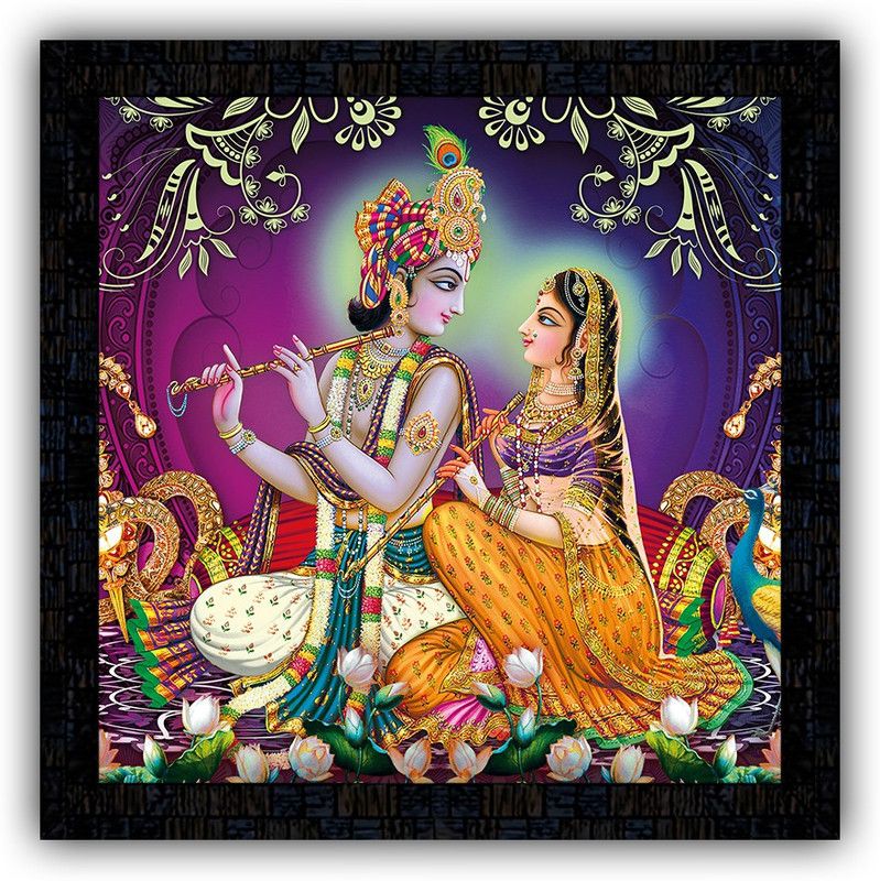 Poster N Frames framed poster of Radha Krishna-m-103 Digital Reprint 14 inch x 14 inch Painting  (With Frame)