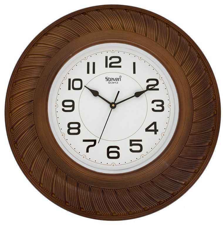 steven quartz llp Analog 46 cm X 46 cm Wall Clock  (Brown, With Glass, Standard)
