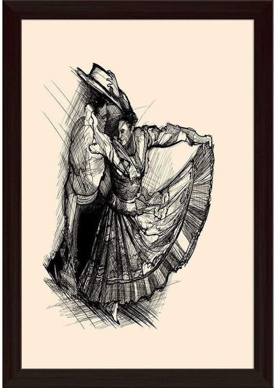 Latino Dance Paper Poster Dark Brown Frame | Top Acrylic Glass 13inch x 19inch (33cms x 48.3cms) Paper Print  (19 inch X 13 inch, Framed)