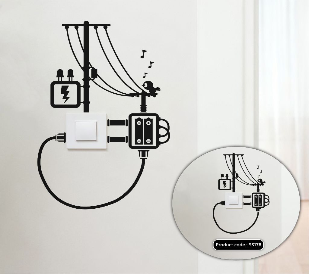 Bird on Transmission Tower Switch & Socket Vinyl Decals Removable High Quality Wall Sticker - DDecorator