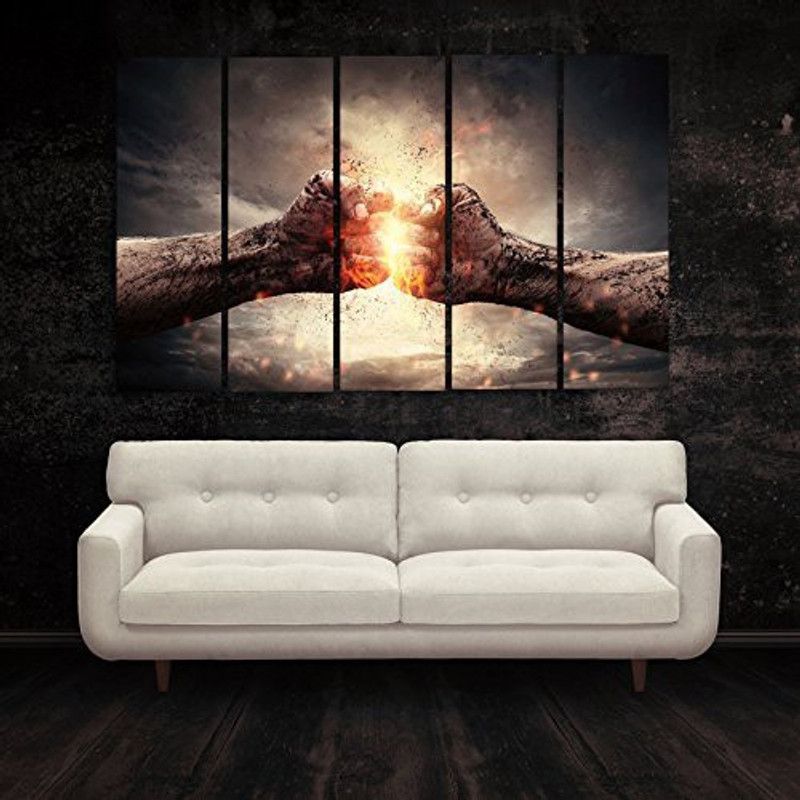 Hazzelnut Multiple Frames | POWER BOXING WOODEN FRAMED ART PANELS | | 7MM BOARD READY TO HANG | Digital Wall Painting (148cm x 76cm) Ink 30 inch x 50 inch Painting  (With Frame)