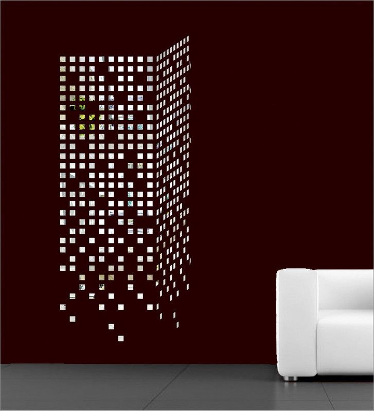 DAKSHITA 100 cm Dakshita 3D Acrylic 3D Mirror Home & Office 100 squares sliver 3 cm each (Pack of 100) Self Adhesive Sticker  (Pack of 100)