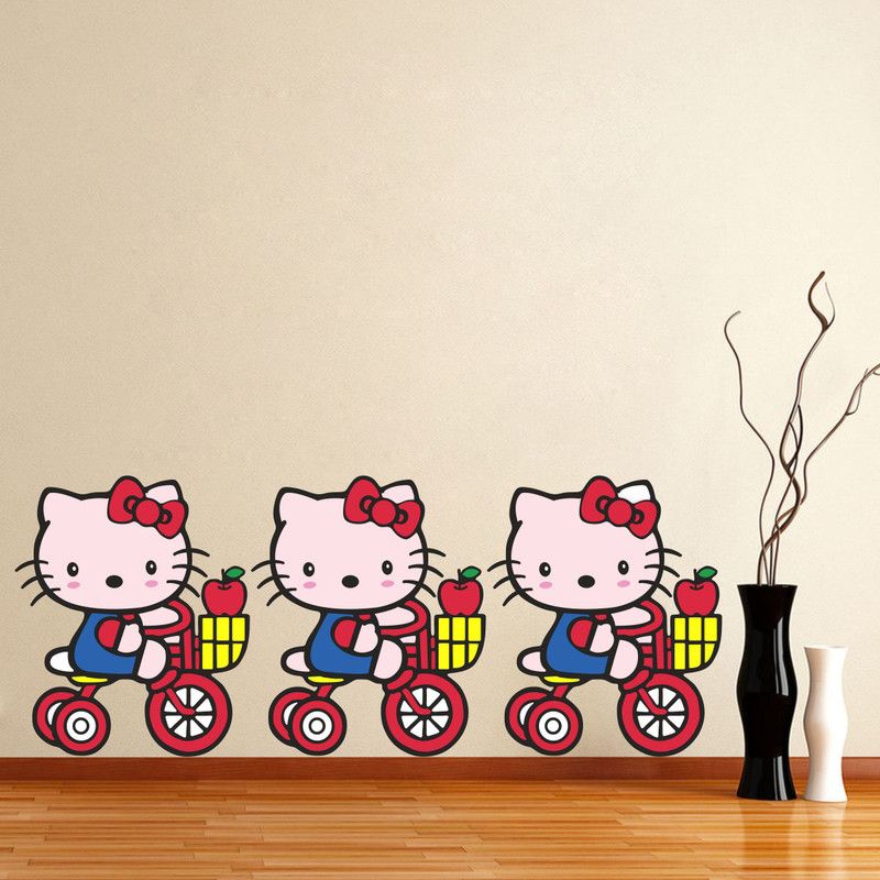 Wildartcreation 48 cm Loving Cat With Bycel(48cm * 118cm ) Self Adhesive Sticker  (Pack of 1)