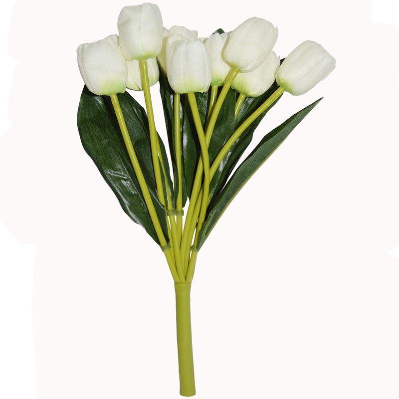 FOURWALLS Beautiful Artificial Tulip Flower Bunch For Home Décor 9 Heads, Multicolor Tulips Artificial Flower  (14 inch, Pack of 1, Flower Bunch)