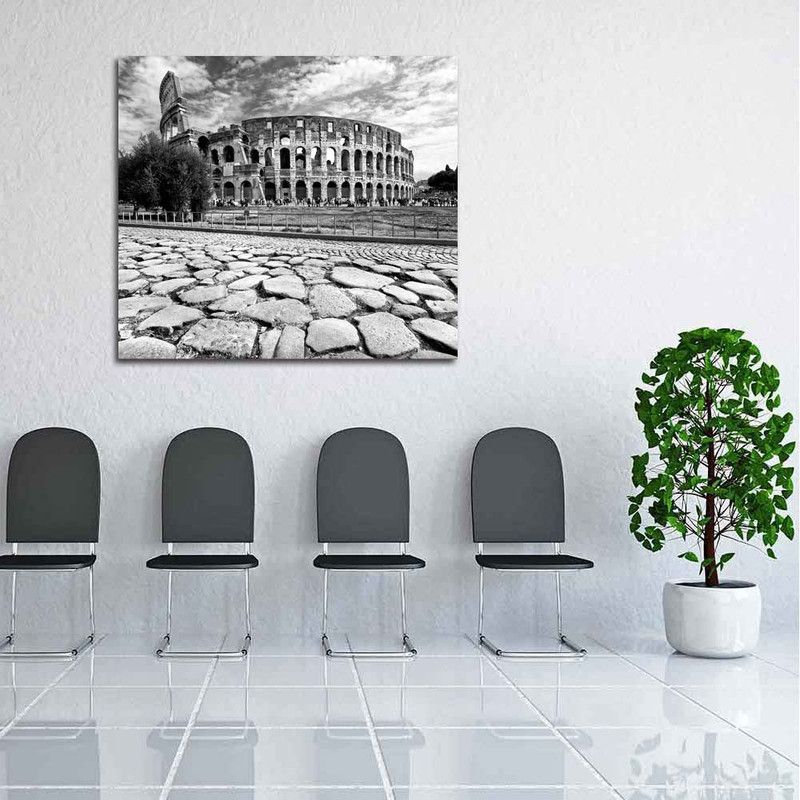 Artzfolio The Majestic Coliseum Amphitheater, Rome, Italy Canvas Painting | MDF Frame Digital Reprint 15.6 inch x 14 inch Painting  (With Frame)