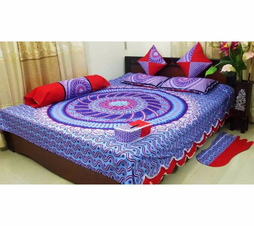 Cotton Double Size Bed Sheet Set (8 pcs)