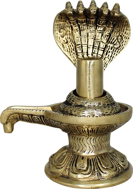 vinayakmoorti Shivling With Snake Shiva Lingam Statue Snake Idols (Big Size, Height:- 6 Inch) Decorative Showpiece - 15 cm  (Brass, Gold)