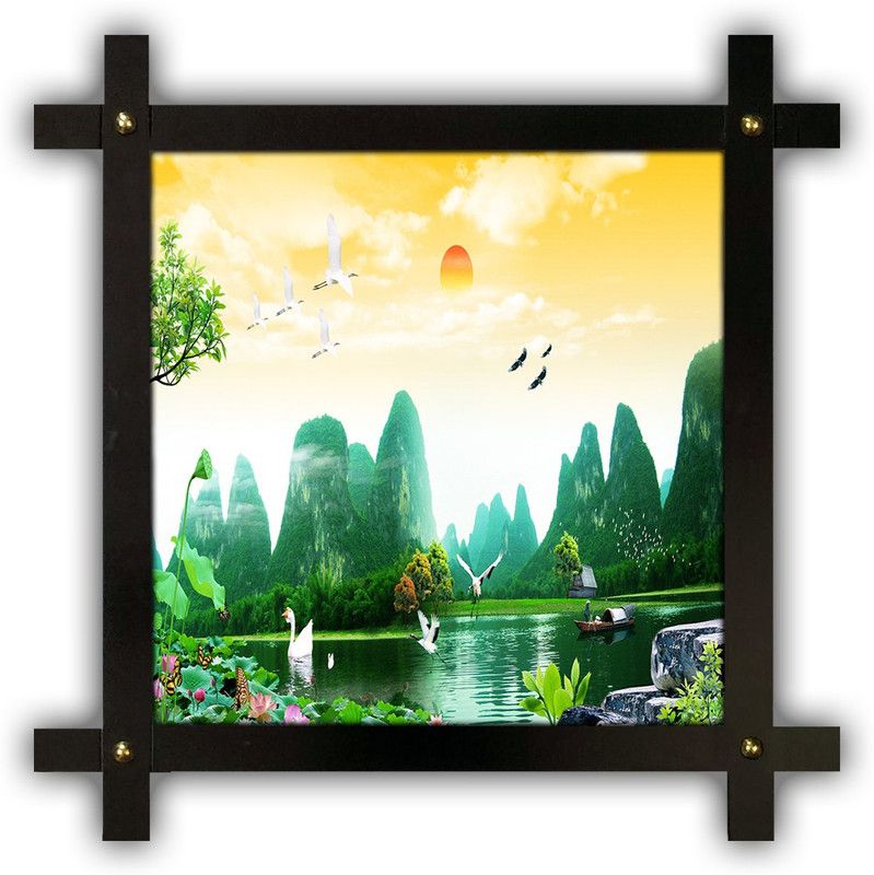 Poster N Frames Cross Wooden Frame Hand-Crafted with photo of Natural Landscape Scenery 25334 Digital Reprint 16.5 inch x 16.5 inch Painting  (With Frame)