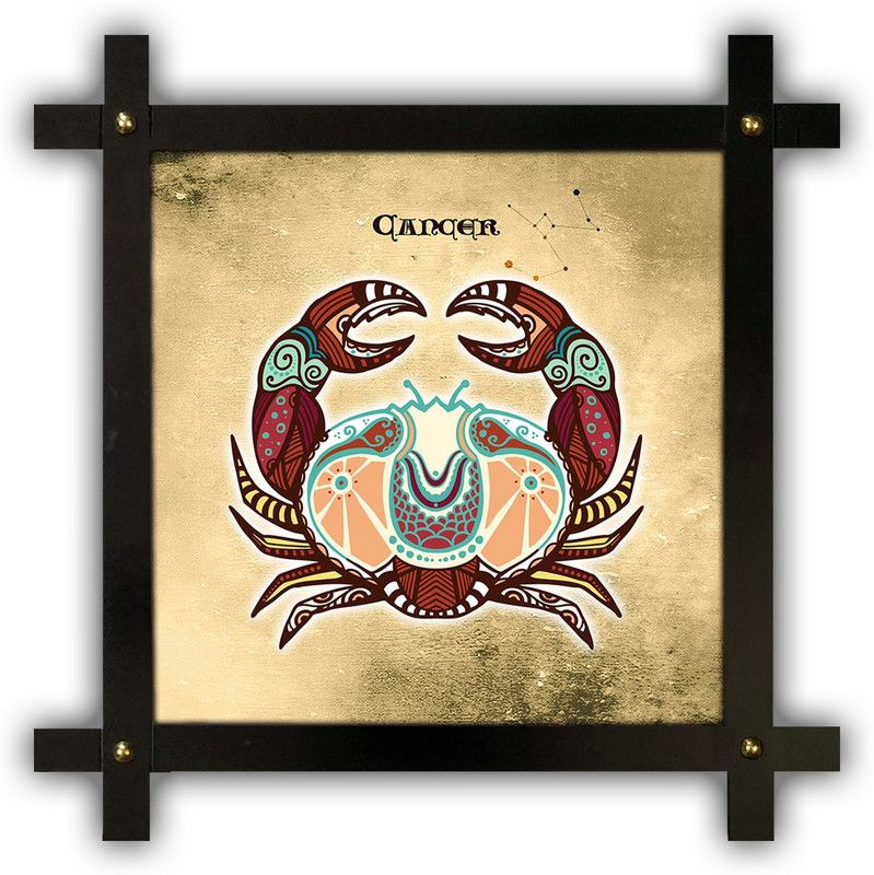 Poster N Frames Cross Wooden Frame Hand-Crafted with photo of Astrological Star sign Cancer p-03 Digital Reprint 16.5 inch x 16.5 inch Painting  (With Frame)