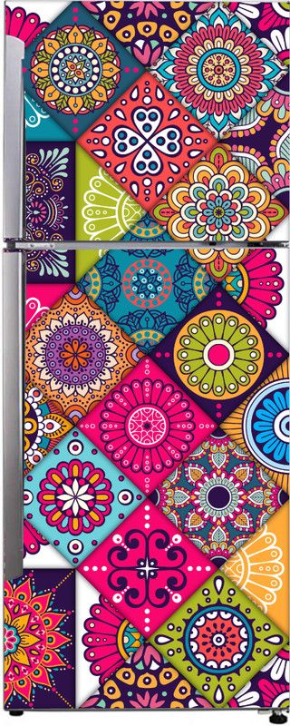 Advait Designs 60 cm Advait Designs Decorative abstract multicolor mandala design wallpaper sticker for fridge décor Self Adhesive Sticker  (Pack of 1)