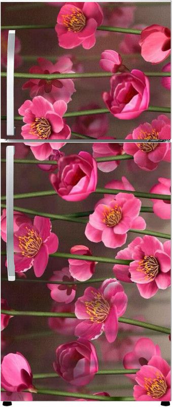 Decals Point 160 cm Pink Flower Leaves Self Adhesive Sticker  (Pack of 1)