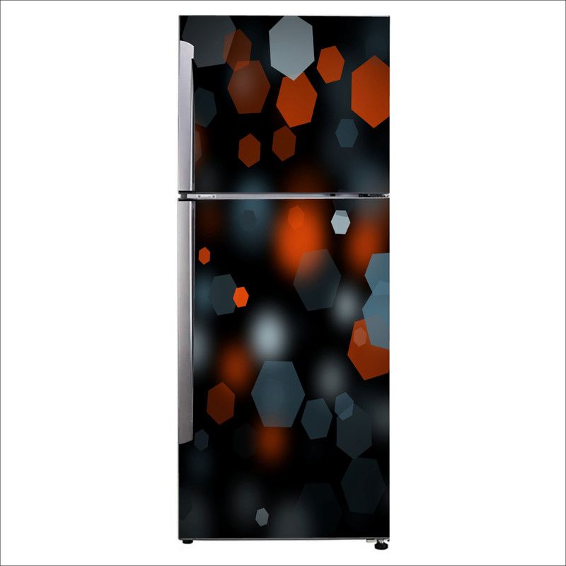 Advait Designs 60 cm Advait Designs Decorative Beautiful hexagon black and orange color combination fridge sticker Self Adhesive Sticker  (Pack of 1)