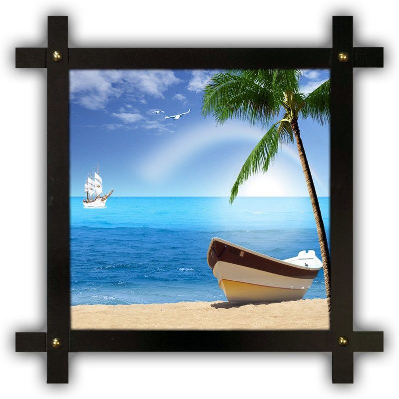 Poster N Frames Cross Wooden Frame Hand-Crafted with photo of Natural Landscape Scenery 25345 Digital Reprint 16.5 inch x 16.5 inch Painting  (With Frame)