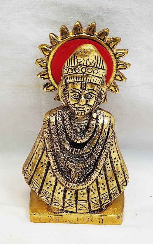 thegiftory Khatushyam Baba/Haare Kaa Saharaa Baba Shyam Humaraa Decorative Showpiece - 9 cm  (Aluminium, Gold)