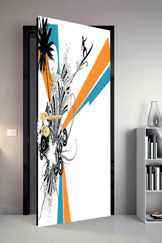 QTH 29.8 cm QTH Floral Dor-4727 Design Door Sticker Self Adhesive Sticker  (Pack of 1)