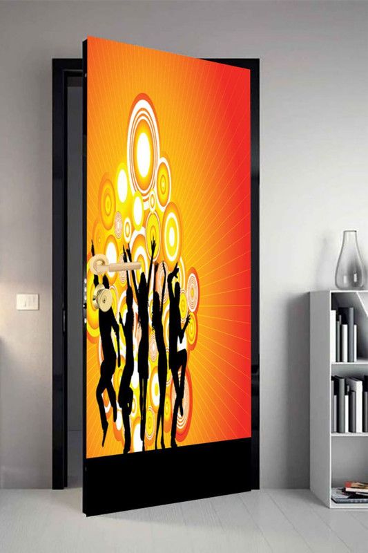 QTH 29.8 cm QTH Colourfull Dor-7495 Design Door Sticker Self Adhesive Sticker  (Pack of 1)